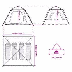 vidaXL Camping Tent Dome 5-Person Lightweight Tent Dome Tent Quick Release - Blue, 210 x 210 x 140 cm - Additional view 3