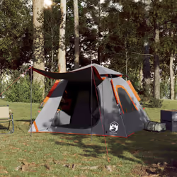 vidaXL Camping Tent Dome 5-Person Lightweight Tent Dome Tent Quick Release - Grey and orange, 210 x 210 x 140 cm - Additional view 2