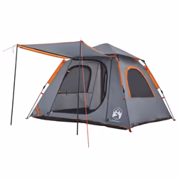 vidaXL Camping Tent Dome 5-Person Lightweight Tent Dome Tent Quick Release - Grey and orange, 210 x 210 x 140 cm - Additional view 6
