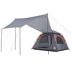vidaXL Camping Tent Dome 5-Person Lightweight Tent Dome Tent Quick Release - Grey and orange, 210 x 210 x 140 cm - Additional view 7