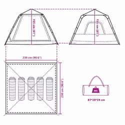 vidaXL Camping Tent Dome 5-Person Lightweight Tent Dome Tent Quick Release - Green, 235 x 235 x 155 cm - Additional view 3