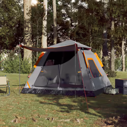 vidaXL Camping Tent Dome 5-Person Lightweight Tent Dome Tent Quick Release - Grey and orange, 235 x 235 x 155 cm - Additional view 2
