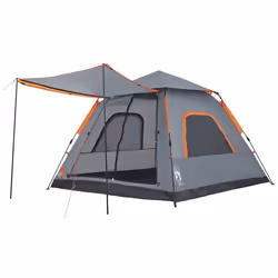 vidaXL Camping Tent Dome 5-Person Lightweight Tent Dome Tent Quick Release - Grey and orange, 235 x 235 x 155 cm - Additional view 6