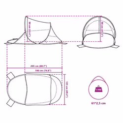 vidaXL Beach Tent Patio Lightweight Tent Sun Shelter Tent Pop-up Waterproof - grey