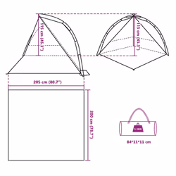 vidaXL Beach Tent Lightweight Dome Tent Camping Tent Quick Release Waterproof - Grey - Additional view 3