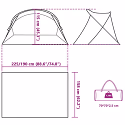 vidaXL Beach Tent 2-Person Lightweight Tent Camping Tent Pop-up Waterproof - Sea green - Additional view 3