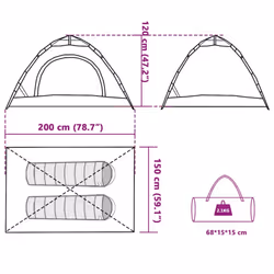 vidaXL Camping Tent 5-Person Lightweight Tent Dome Tent Shelter Quick Release - green, 2-person