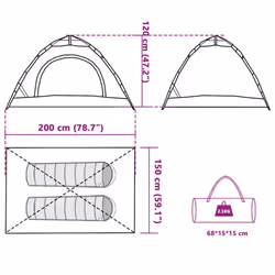 vidaXL Camping Tent 5-Person Lightweight Tent Dome Tent Shelter Quick Release - blue, 2-person