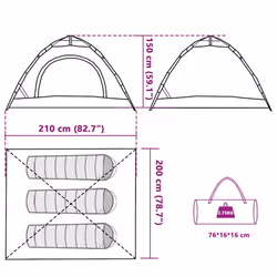 vidaXL Camping Tent 5-Person Lightweight Tent Dome Tent Shelter Quick Release - grey, 3-person