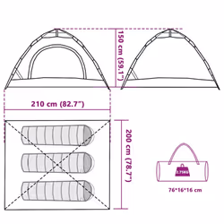 vidaXL Camping Tent 5-Person Lightweight Tent Dome Tent Shelter Quick Release - white blackout, 3-person