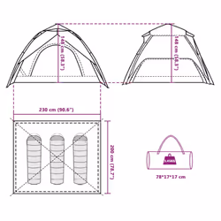 vidaXL Camping Tent Dome Tent Lightweight Tent Blackout Fabric Quick Release - Blue, 230 x 200 x 148 cm - Additional view 3