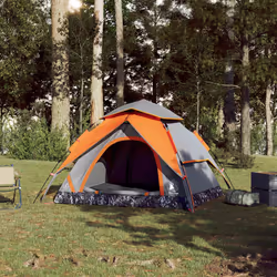 vidaXL Camping Tent Dome 3-Person Dome Tent Grey and Orange Quick Release - Additional view 2