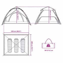 vidaXL Camping Tent Dome 3-Person Dome Tent Grey and Orange Quick Release - Additional view 3