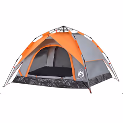 vidaXL Camping Tent Dome 3-Person Dome Tent Grey and Orange Quick Release - Additional view 4
