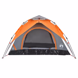vidaXL Camping Tent Dome 3-Person Dome Tent Grey and Orange Quick Release - Additional view 5