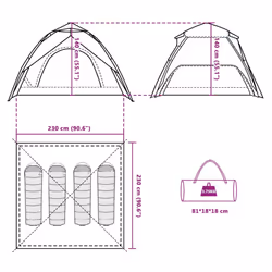 vidaXL Camping Tent Dome Tent Lightweight Tent Blackout Fabric Quick Release - Green, 230 x 230 x 140 cm - Additional view 3