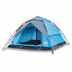 vidaXL Camping Tent Dome 4-Person Lightweight Dome Tent Blue Quick Release