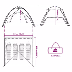vidaXL Camping Tent Dome 4-Person Lightweight Dome Tent Blue Quick Release