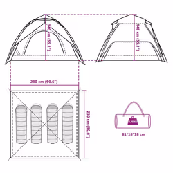 vidaXL Camping Tent Dome Tent Lightweight Tent Blackout Fabric Quick Release - Grey and orange, 230 x 230 x 140 cm - Additional view 3