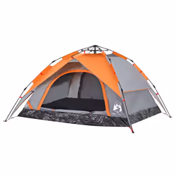vidaXL Camping Tent Dome Tent Lightweight Tent Blackout Fabric Quick Release - Grey and orange, 230 x 230 x 140 cm - Additional view 4