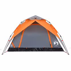vidaXL Camping Tent Dome Tent Lightweight Tent Blackout Fabric Quick Release - Grey and orange, 230 x 230 x 140 cm - Additional view 5