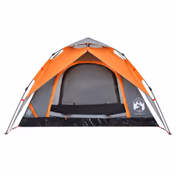 vidaXL Camping Tent Dome Tent Lightweight Tent Blackout Fabric Quick Release - Grey and orange, 230 x 230 x 140 cm - Additional view 6