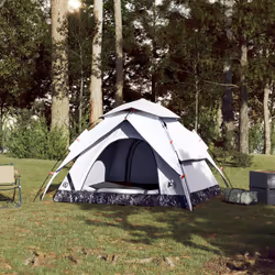 vidaXL Camping Tent Dome 4-Person Tent White Blackout Fabric Quick Release