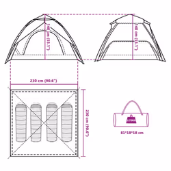 vidaXL Camping Tent Dome 4-Person Tent White Blackout Fabric Quick Release