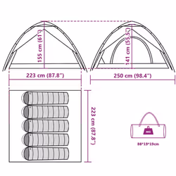 vidaXL Camping Tent Dome Tent Lightweight Tent Blackout Fabric Quick Release - Blue, 250 x 250 x 155 cm - Additional view 3