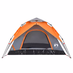 vidaXL Camping Tent Dome Tent Lightweight Tent Blackout Fabric Quick Release - Grey and orange, 250 x 250 x 155 cm - Additional view 4