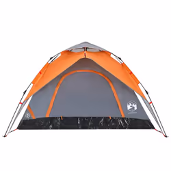 vidaXL Camping Tent Dome Tent Lightweight Tent Blackout Fabric Quick Release - Grey and orange, 250 x 250 x 155 cm - Additional view 5