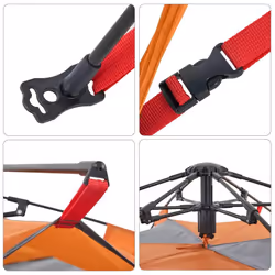 vidaXL Camping Tent Dome Tent Lightweight Tent Blackout Fabric Quick Release - Grey and orange, 250 x 250 x 155 cm - Additional view 9