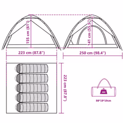 vidaXL Camping Tent Dome Tent Lightweight Tent Blackout Fabric Quick Release - White blackout, 250 x 250 x 155 cm - Additional view 3