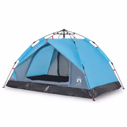 vidaXL Camping Tent Dome 2-Person Tent White Blackout Fabric Quick Release - blue, 2-person