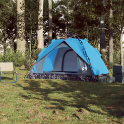 vidaXL Camping Tent Dome 2-Person Tent White Blackout Fabric Quick Release - blue, 2-person