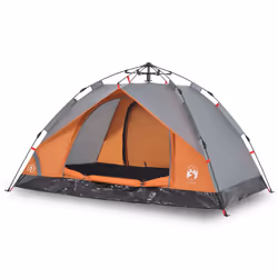 vidaXL Camping Tent Dome 2-Person Tent White Blackout Fabric Quick Release - grey and orange, 2-person