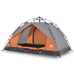 vidaXL Camping Tent Dome 2-Person Tent White Blackout Fabric Quick Release - grey and orange, 2-person