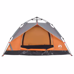 vidaXL Camping Tent Dome 2-Person Tent White Blackout Fabric Quick Release - grey and orange, 2-person - Additional view 5