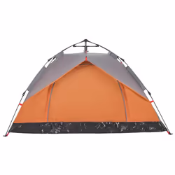 vidaXL Camping Tent Dome 2-Person Tent White Blackout Fabric Quick Release - grey and orange, 2-person - Additional view 7
