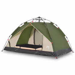 vidaXL Camping Tent Dome 2-Person Tent White Blackout Fabric Quick Release - green, 3-person