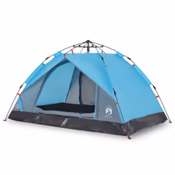 vidaXL Camping Tent Dome 2-Person Tent White Blackout Fabric Quick Release - blue, 3-person