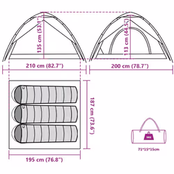 vidaXL Camping Tent Dome 3-Person Dome Tent Grey and Orange Quick Release