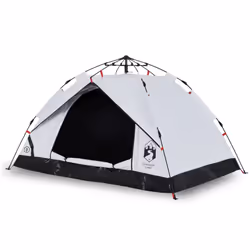 vidaXL Camping Tent Dome 2-Person Tent White Blackout Fabric Quick Release - white blackout, 3-person