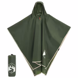 vidaXL Rain Poncho with Hood 2-in-1 Design Waterproof Raincoat Jacket Green