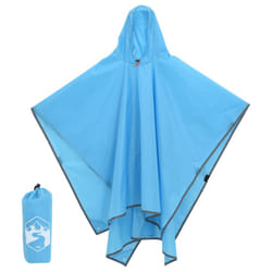 vidaXL Rain Poncho with Hood 2-in-1 Design Waterproof Raincoat Rain Jacket - Blue