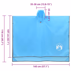 vidaXL Rain Poncho with Hood 2-in-1 Design Waterproof Raincoat Rain Jacket - Blue