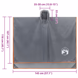 vidaXL Rain Poncho with Hood 2-in-1 Design Waterproof Raincoat Rain Jacket - Grey and orange
