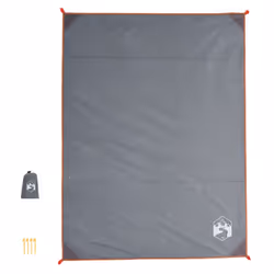vidaXL Picnic Blanket with Pegs Camping Outdoor Rug Picnic Mat Grey and Orange