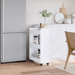 vidaXL Cabinet with Wheels Storage Cart Side Cabinet White Engineered Wood