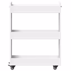 vidaXL Cabinet with Wheels Storage Cart Side Cabinet White Engineered Wood - Additional view 4